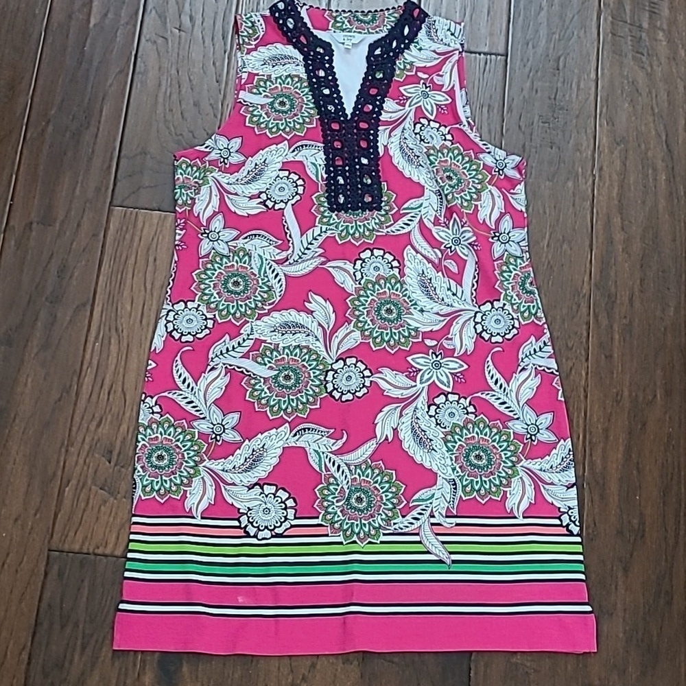 Crown & Ivy Colorful Paisley Print Sleeveless Dress with Embroidery Size Small